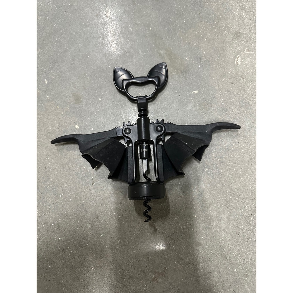Ototo Vino Bat Wine Opener Corkscrew Matte Black Gothic Novelty Barware Tool